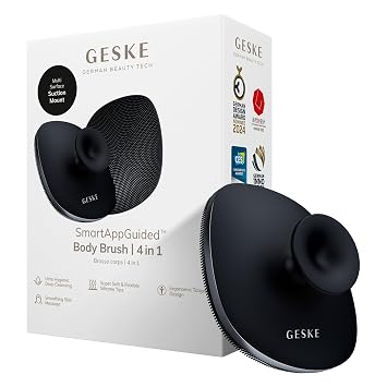 GESKE Body Brush | 4 in 1 | Design with Metal Ring | Cleansing Brush for the Entire Body | Professional Deep Cleaning | Soft Silicone Bristles | Ergonomic Two-Finger Design