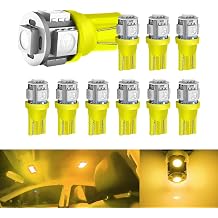 10PCS 194 LED Light Bulb, Interior Car Light, 168 T10 2825 5SMD DC 12V Replacement Bulb, Super Bright W5W T10 Miniature LED Replacement Bulb for Car Map License Plate Lights Yellow