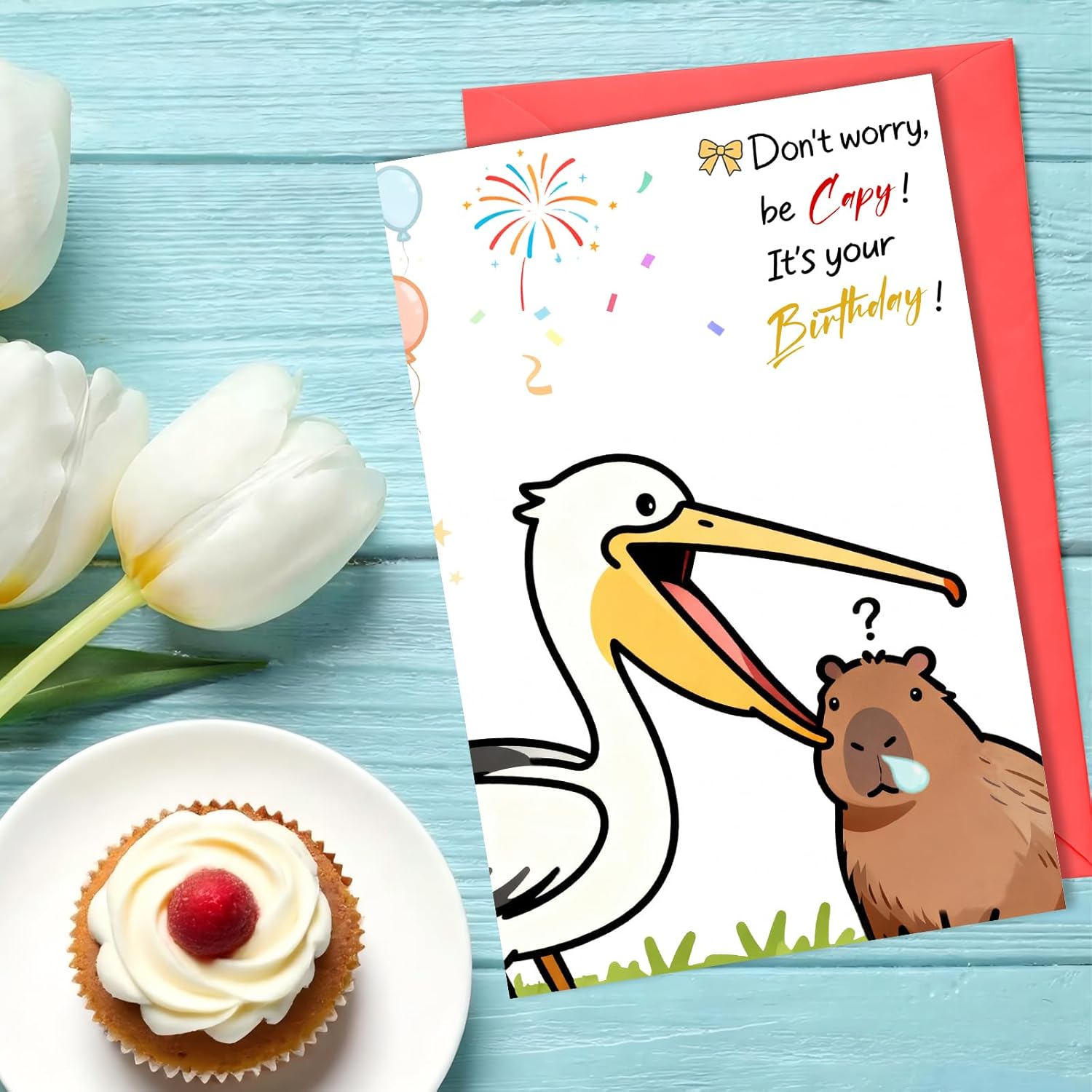 1 Pack Funny Capybara Birthday Card with Envelopes & Stickers, Assorted “Capy Birthday” Animal Pun, 9 Unique Designs, 4x6", for Capybara Lover Gifts, Capy Themed B-day Party Favor (Pelican Swallow)