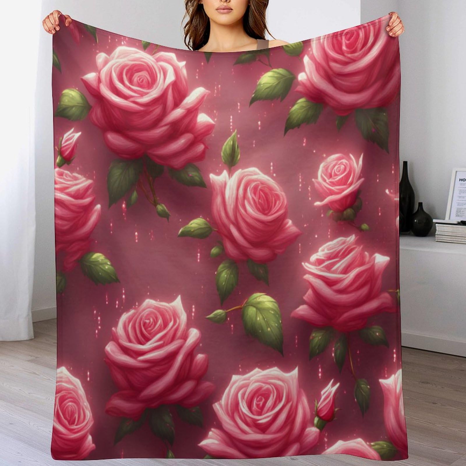 Couverture Polaire en Flanelle Rose 130x150cm pour Lit et Canapé
