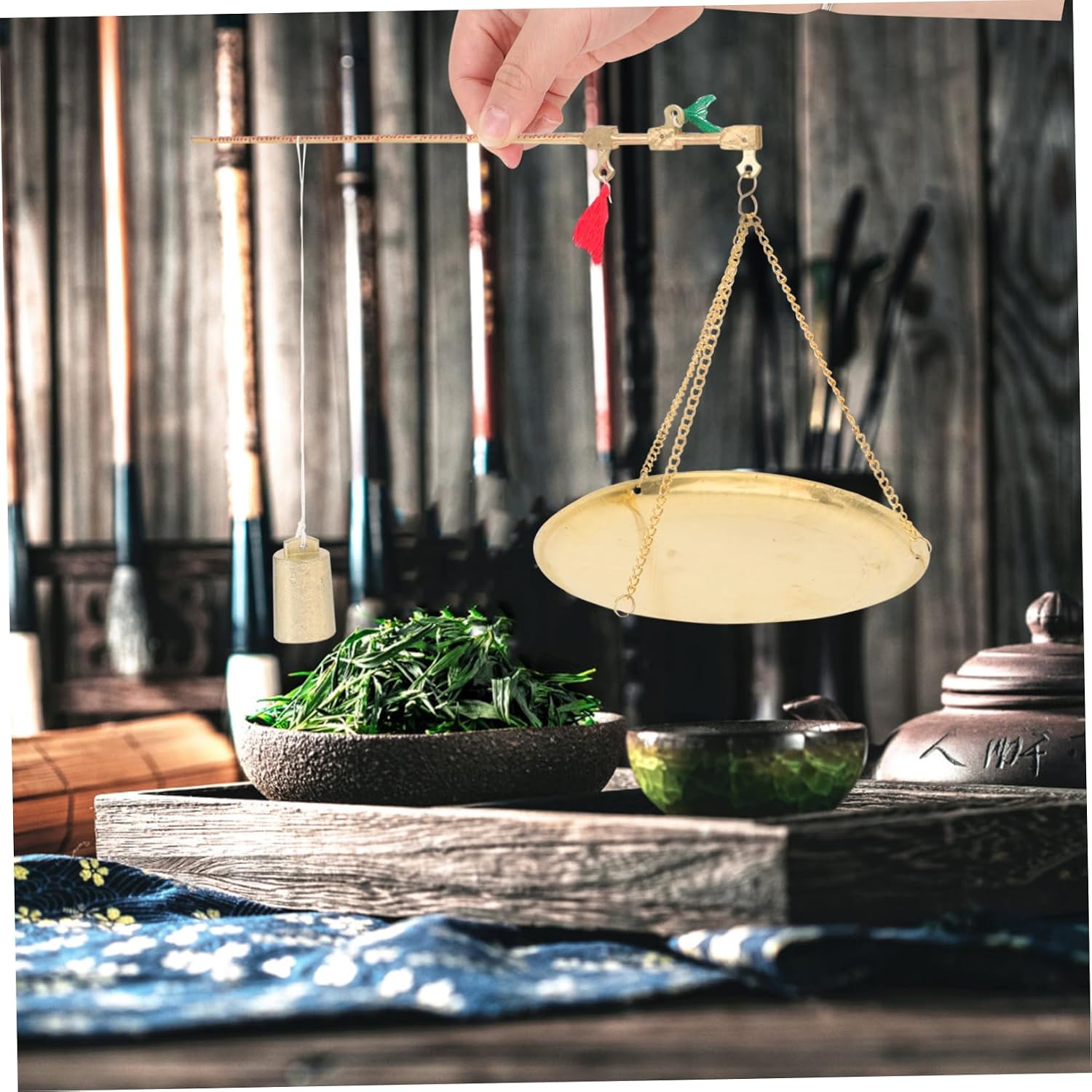 Vintage Mini Copper Scale for Weighing Chinese Medicine Household Use Easy to Operate for Home and Jewelry Shops Capacity