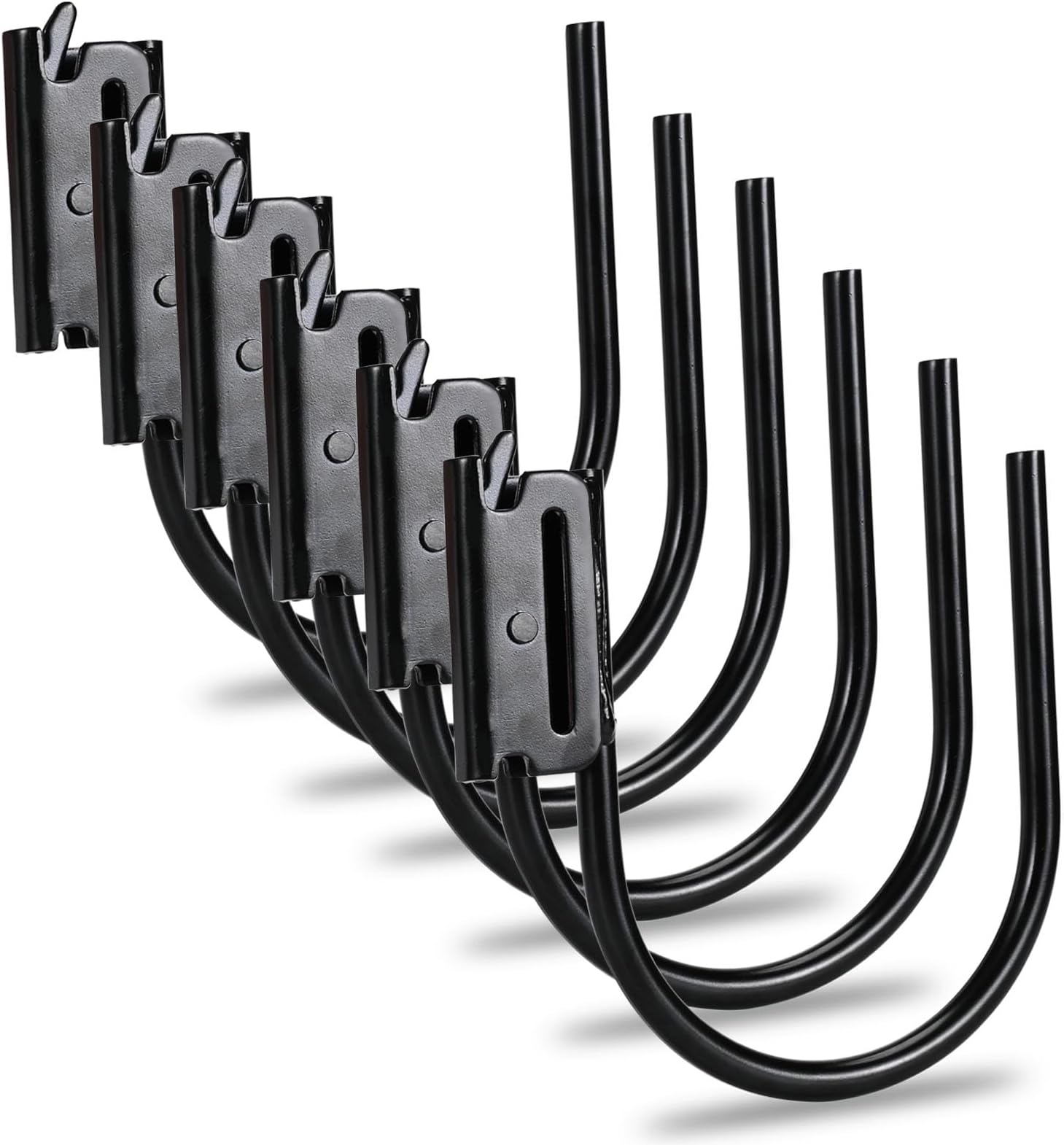 AYMMIC Heavy Duty E-Track J-Hooks, 5‘’ J-Hook Fit Enclosed Trailer Cargo Management Use as Shelf Bracket, Cargo Van, Pickup, Semi-Trucks Trailer Hang Tools, 6 Pack(Black)