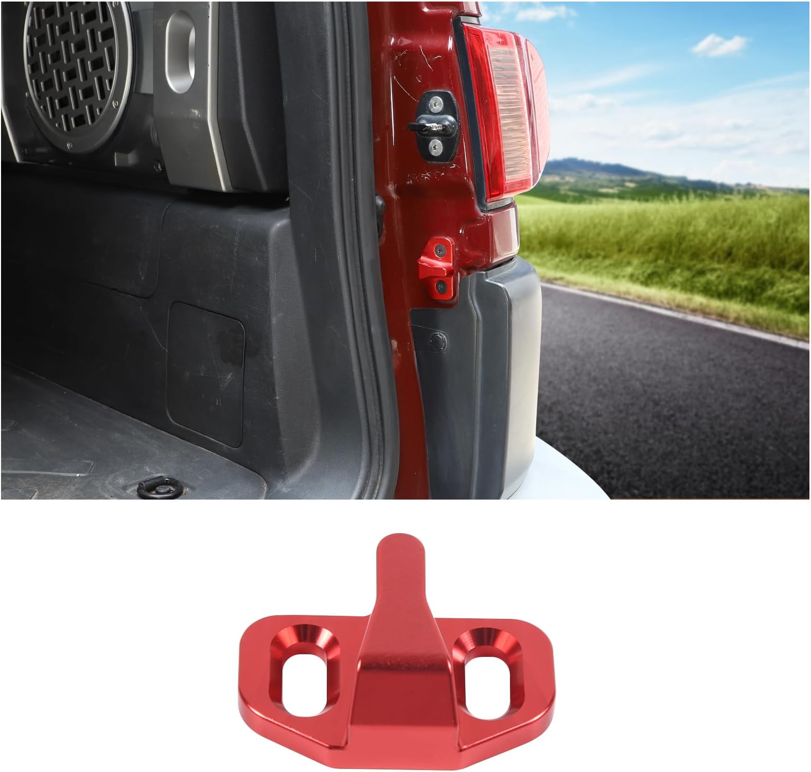 Tailgate Lock Buckle Replacement Fit for Toyota FJ Cruiser 2003-2021, Prado 2003-2021,Lexus GX460 GX470 2003-2021, RAV4 2006-2012, Tail Door Latch Protection Trim Cover Reduce Abnormal Noise(Red)