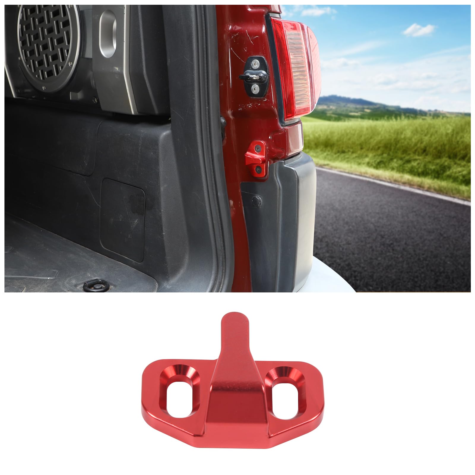 Tailgate Lock Buckle Replacement Fit for Toyota FJ Cruiser 2003-2021, Prado 2003-2021,Lexus GX460 GX470 2003-2021, RAV4 2006-2012, Tail Door Latch Protection Trim Cover Reduce Abnormal Noise(Red)