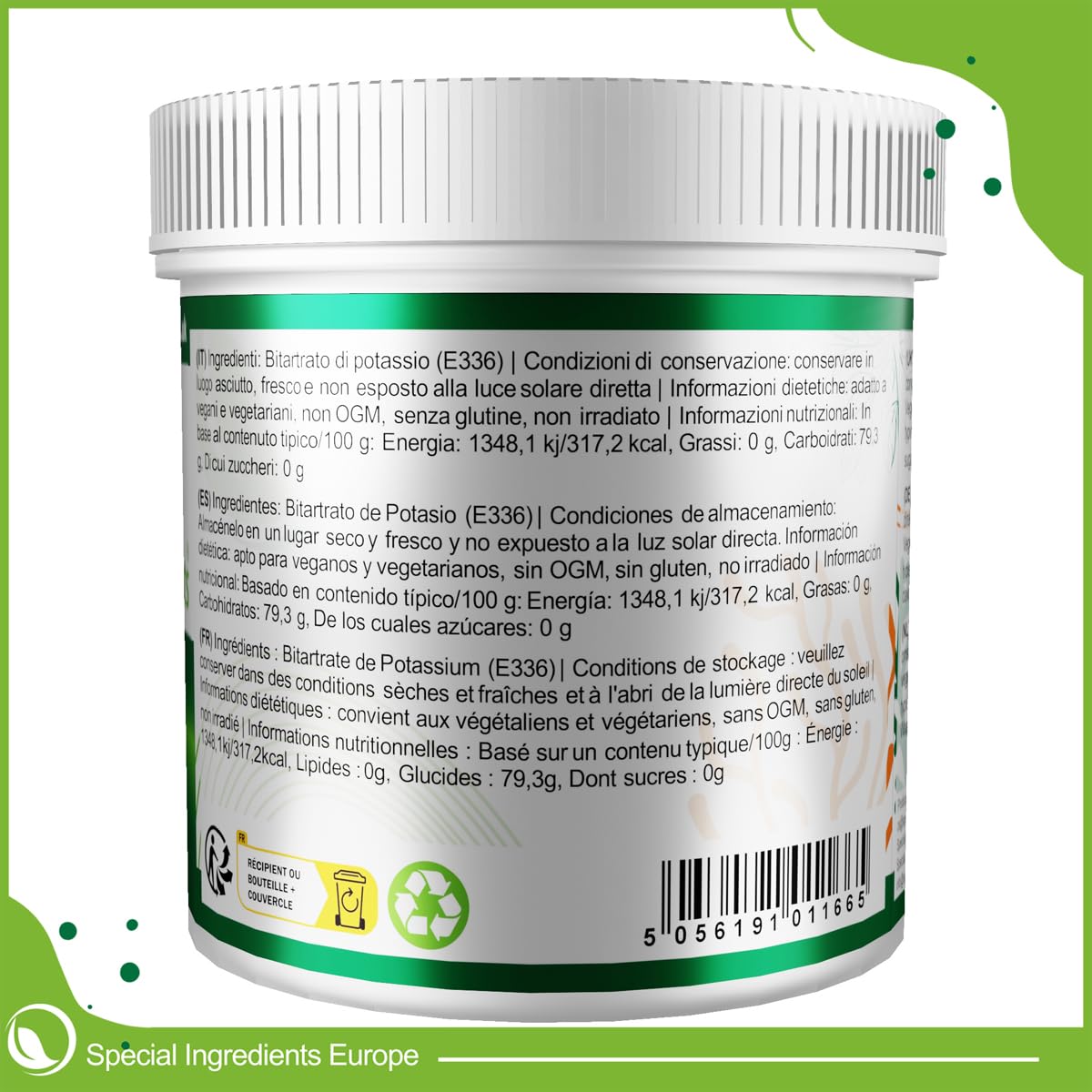 Special Ingredients Weinstein Backpulver (Kaliumtartrat) - Premium-Qualität, geeignet für Veganer, GVO-frei, glutenfrei (250 g)