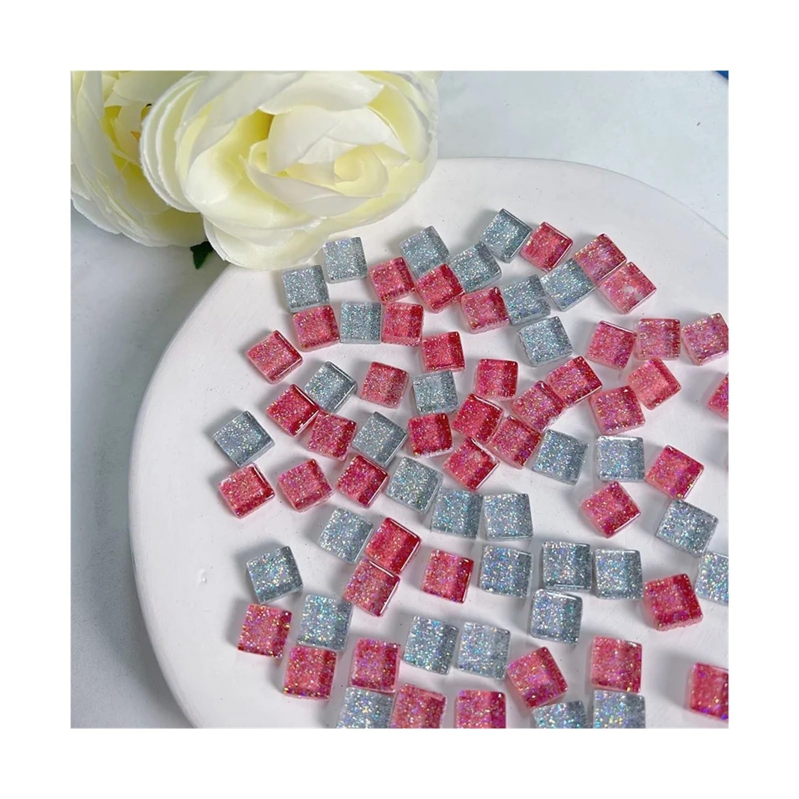 Vaeltor Magic Color 500Pcs Glass Glitter Mosaic Tiles Square Shape For Home Decoration Crafts
