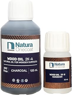 Wood Stain Oil - 85 ft² - 140 ml, Charcoal – Wood Finish for Interior Furniture & Floor - Linseed Wood Oil - Fast-Drying-Environmentally Friendly-Extra Durable Hard Wax Oil-VOC Free