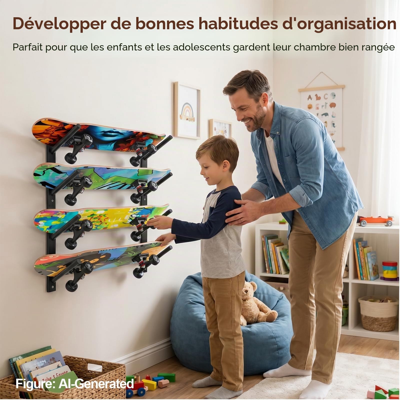 Support mural pour skateboard, planche à neige, skis et longboard - BiJun