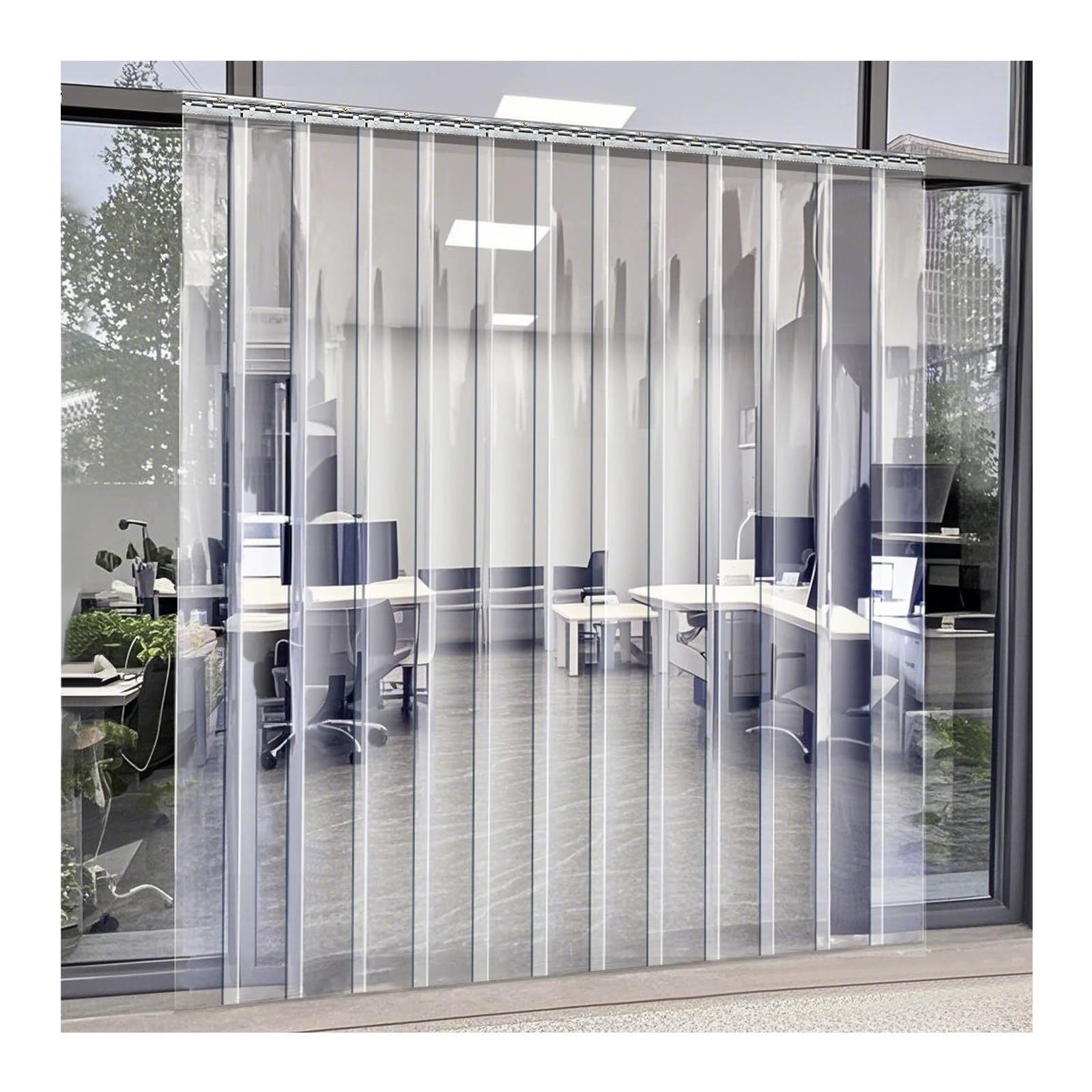 Rideau à Lamelles Transparent, Rideau à Lanières en PVC, Rideaus Laniere Portes Intérieures Portes moustiquaires Épaisseur 2 mm，pour Entrepôts Frigorifiques(180x190cm/70.86x74.8in)