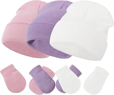 Baby Hats and Mittens Set Infant Toddler Beanie Cap Newborn Gloves for Baby