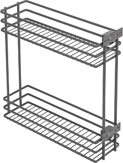 GTV Apothekerschrank Auszug MOVIX, für 200mm Schrankbreite, 2 Etagen, Auszugkorb für Küchenschrank, 15 kg Tragkraft, seitliche Montage, inkl. 4 Trennwänden, Anthrazit
