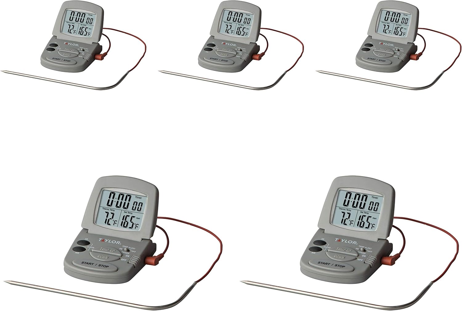 Digital Cooking Probe Thermometer & Timer, 5 Pack Home & Kitchen