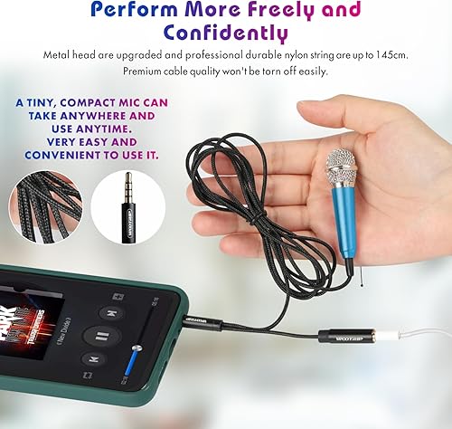 Miniatura 4 de 2 piezas Mini micrófono de karaoke, mini micrófono de grabación de voz, micrófono de karaoke portátil para cantar, grabar, grabación de voz
