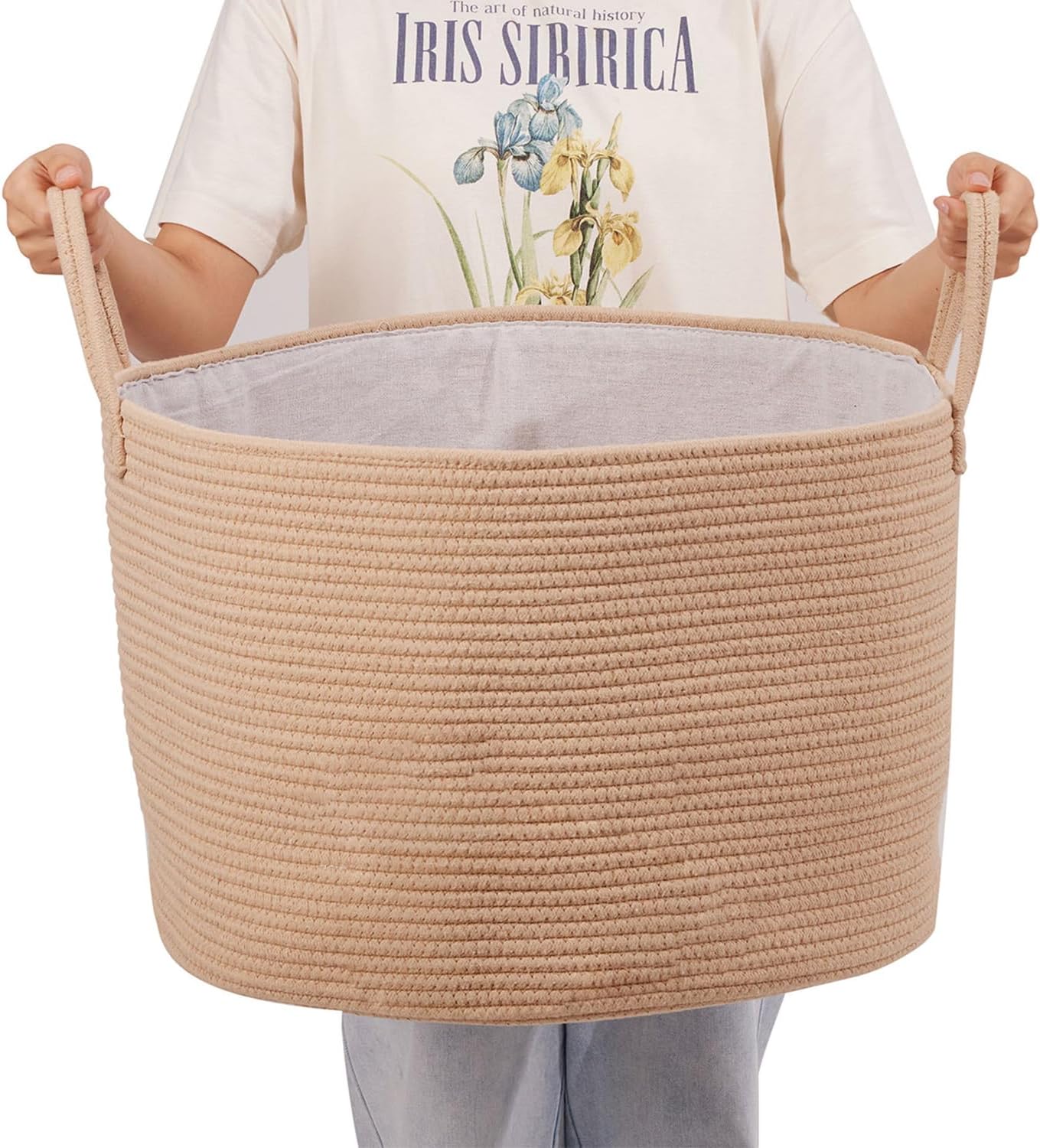 Xollbe Blanket Basket, Laundry Basket with Lining 72L XXXL