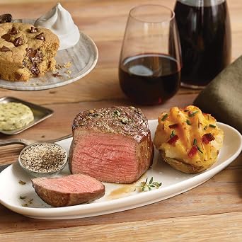 Premium Family Pack with Butter-tender Super Trimmed Filet Mignon Steak, Chocolate Chip Cookies, Twice Baked Potatoes with Cheddar & Bacon and Original Steak Seasoning from Kansas City Steak Company