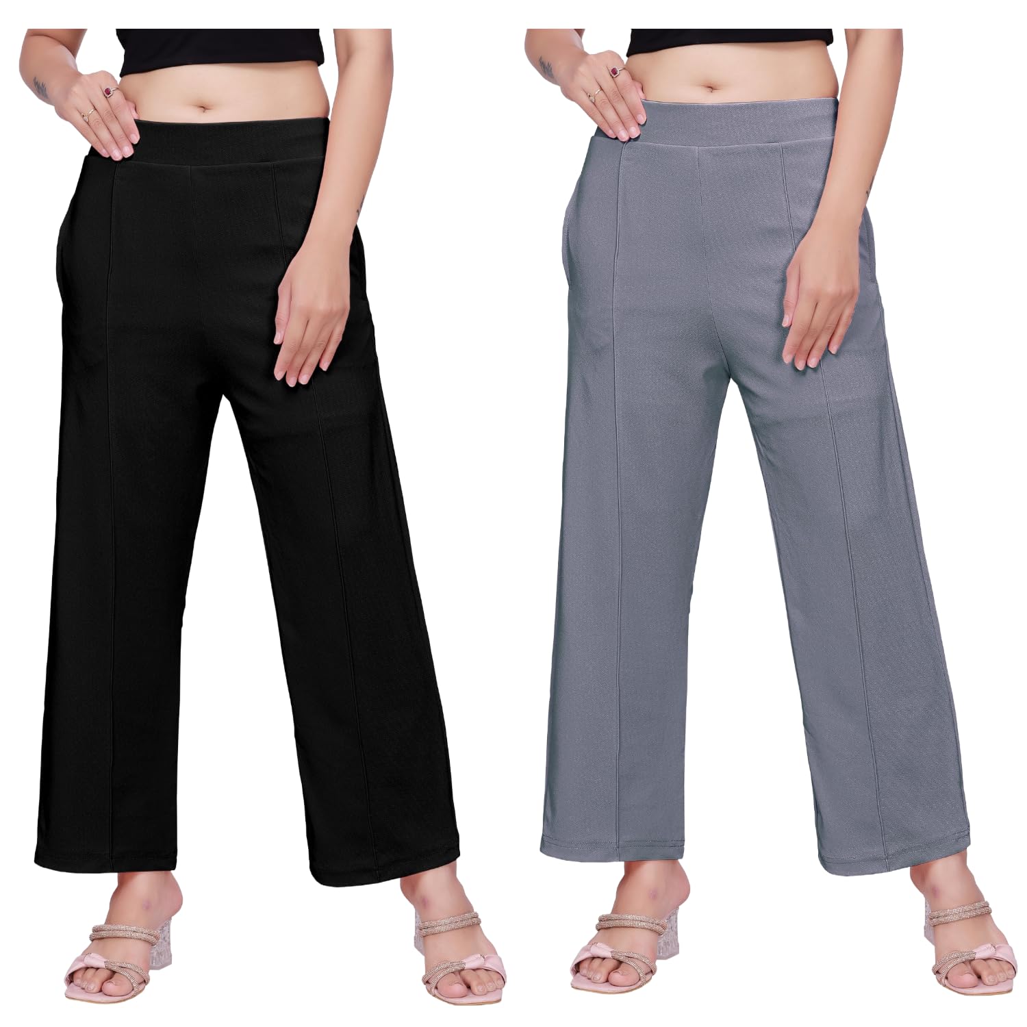 Seemoo Women Pack of 2 Cotton Trousers Combo Straight Fit Cigarette Pants Regular Fit Office Wear Pants for Women Casual F... - Review, Price and Buying Guide