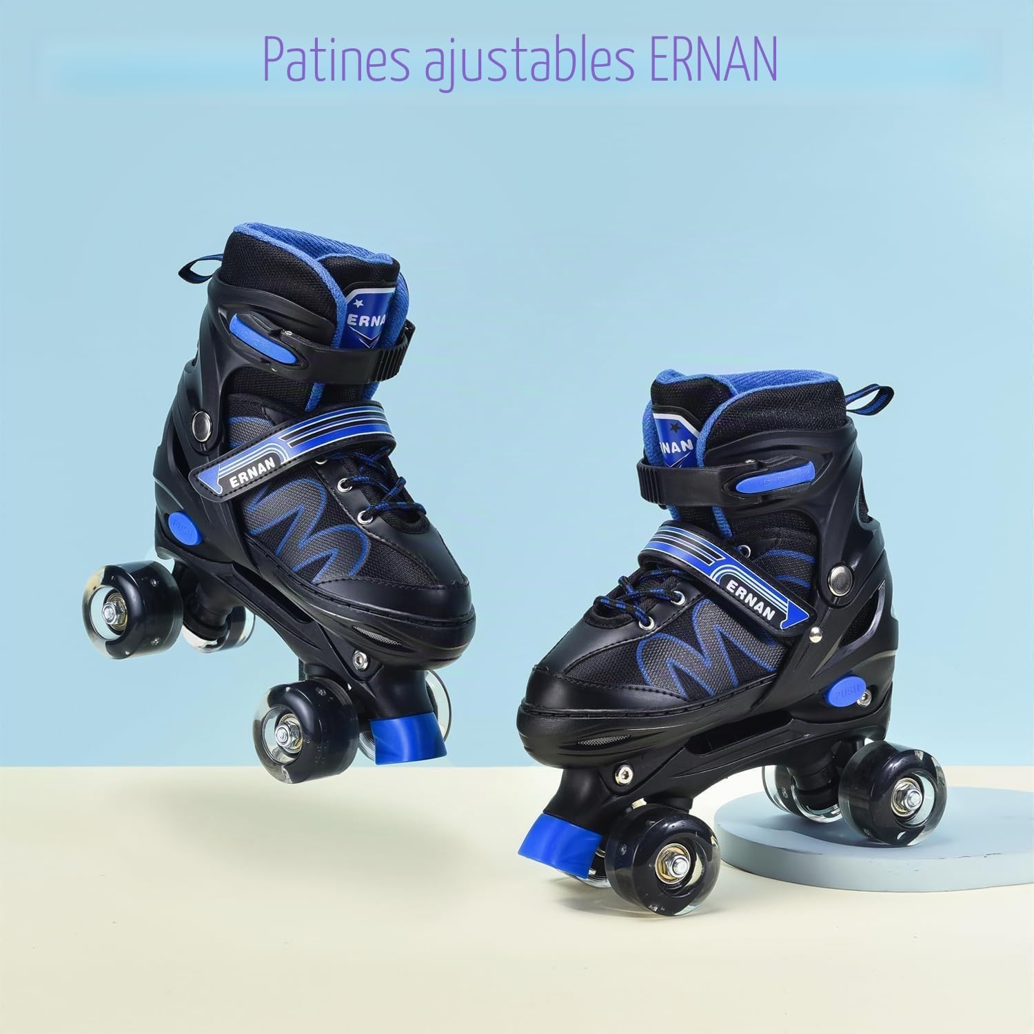 ERNAN Patines 4 Ruedas Ajustables con Ruedas Que Brillan en la Oscuridad para Niños Principiantes