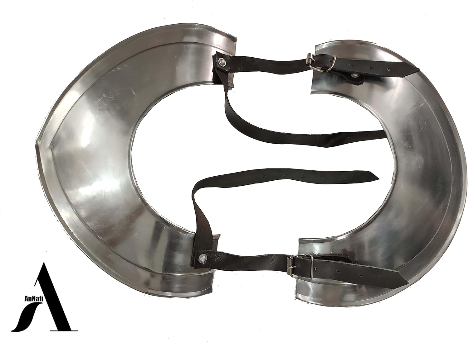 AnNafi® Gorget | Medieval Armour Renaissance H-Neck Protector Steel Gorget Leather Strap Replica | Armor Costume Wearable for Adult |Armour Reenactment SCA LARP Cosplay Men Drama & Halloween Costumes