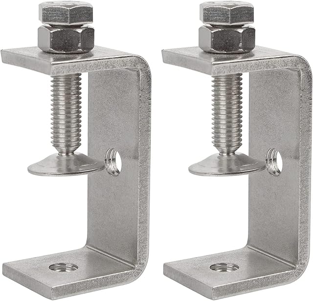 Luluxing Pack of 2 Heavy Duty C Clamp 304 Stainless Steel C Clamp 65MM/2.6Inch Wide Jaw Opening Tiger Clamp Woodworking Clip