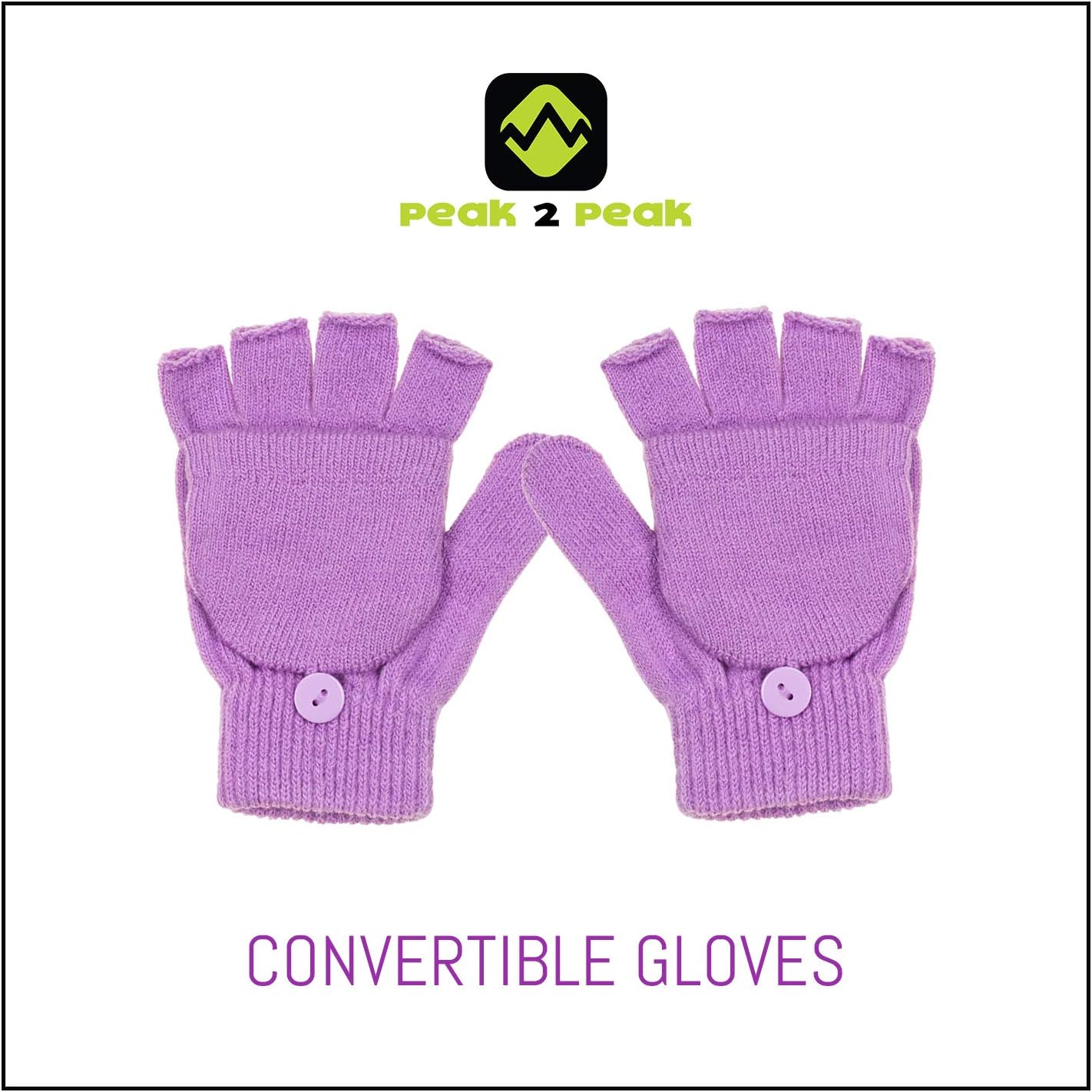 PEAK 2 PEAK Girls Earmuff and Convertible Fingerless Gloves Cold Weather Set - Image 3