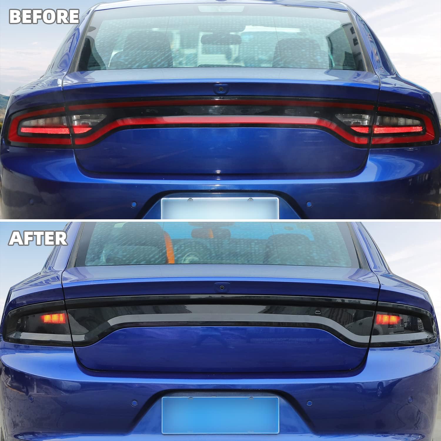 Tail Light Taillight & Wheel Eyebrow Lamp Trim Cover Kit 6Pcs Compatible with 2015-2025 Dodge Charger (Smoke Black)