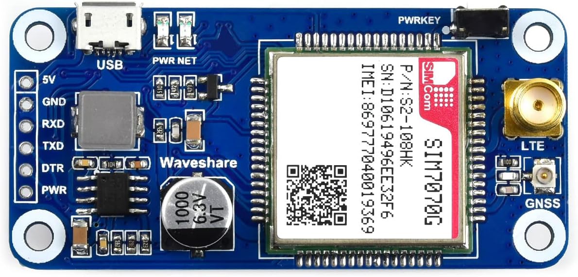 waveshare SIM7070G NB-IoT/Cat-M/GPRS HAT for Raspberry Pi with GNSS Positioning Support Global Band