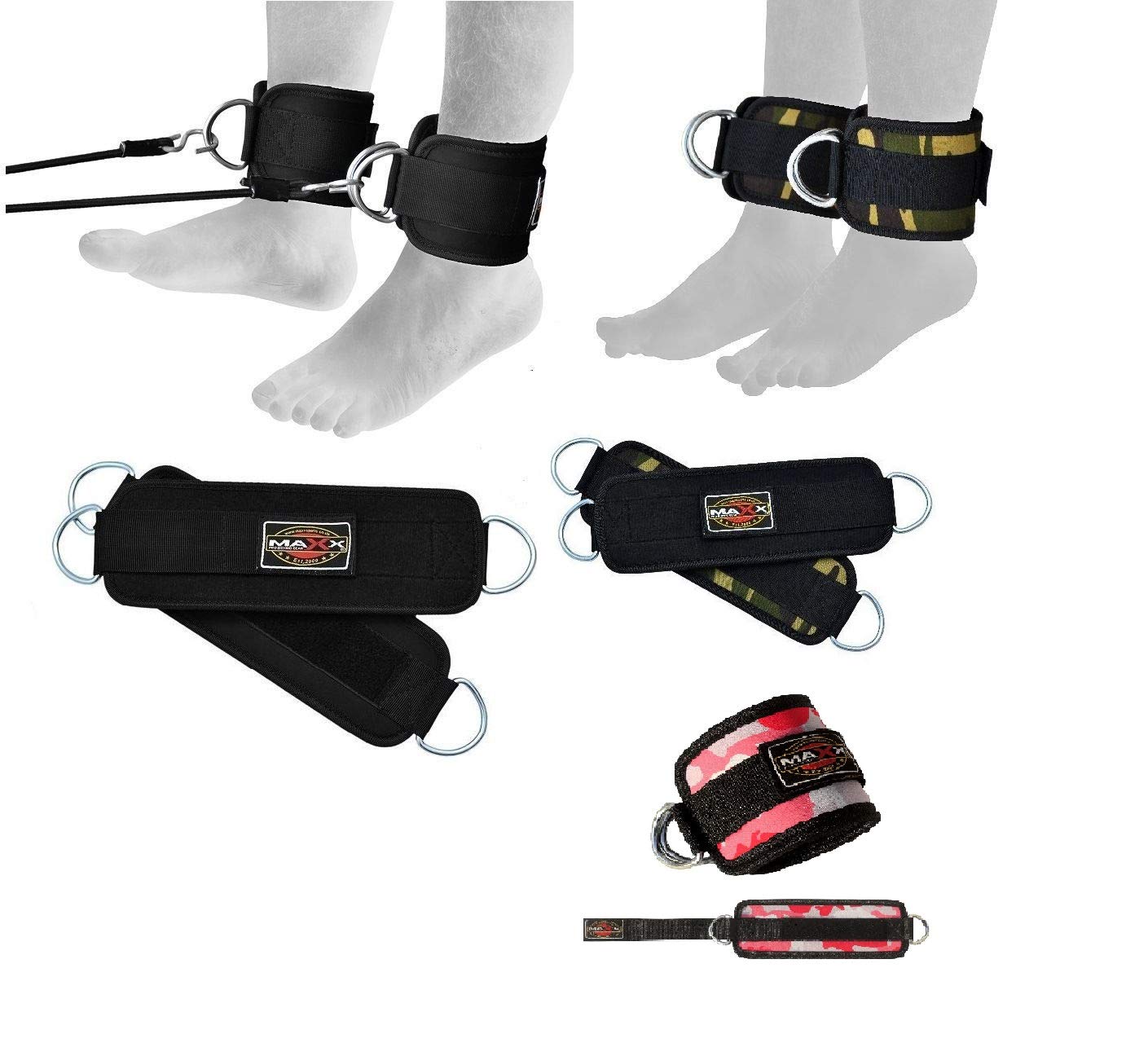 Maxx Ankle Twin D-Ring Strap Multi Gym Cable Attachment Leg Thigh Pulley Lifting - Image 3