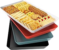 Vista 15 de WOWBOX 3 bandejas de servir para entretenimiento, platos para servir frutas, galletas, postres, aperitivos, bandejas de plástico reutilizables