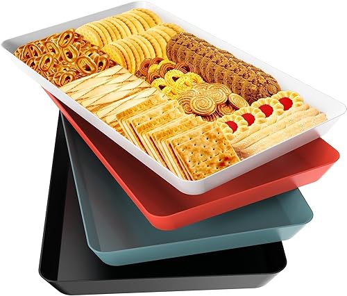 Miniatura 15 de WOWBOX 5 piezas Bandejas de Servir para Entretenimiento, Platos para Servir Frutas, Galletas, Postres, Aperitivos, Bandejas de Plástico Blanco