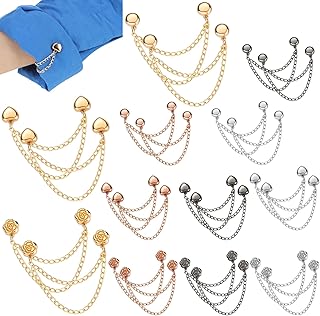 Daifunli 24 Pcs/12 Pairs Magnetic Clothing Clips with Chain Multifunction Metal Magnet Shirt Clips Cuff Sleeves Long Pants Hem Holder for Shortening and Decoration for Women