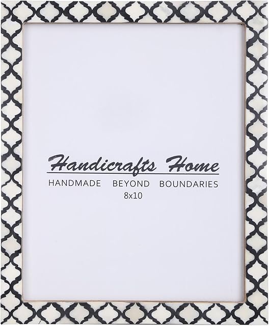 Handicrafts Home 8x10 Picture Photo Frame Moorish Damask Moroccan Art Inspired Vintage Wall Décor Gift Frames BLACK & WHITE - Christmas Gifts New Years Gift