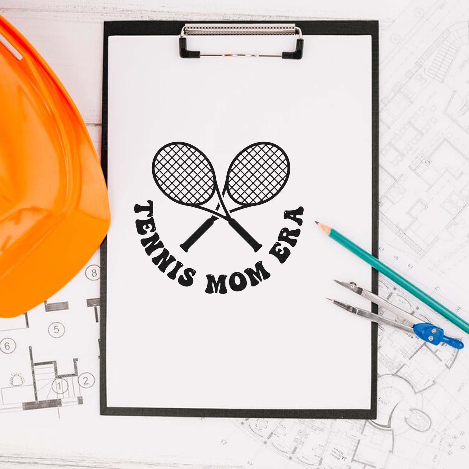 Customized Tennis Mom & Coach Spirit Gift Stamp - Bespoke Standard 1-5/8" Square Wood Handle Self-Inking Personalized Rubber for Teams, Players Fans, Championship and Fundraising Use