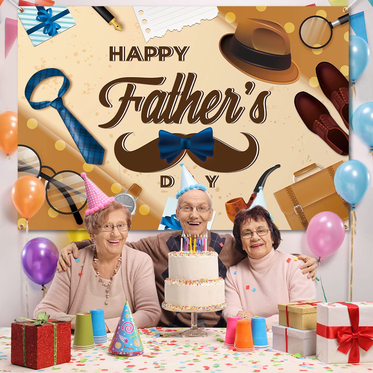 Vatertag Banner Retro – Fotohintergrund Mit Pfeifen-Motiv, 1,8 X 1,2 M – Perfekt Für Vatertagsfeiern & Deko