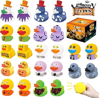 24Pcs Halloween Rubber Ducks,Bath Toys Assorted Duckies (2") for Kids Trick or Treat Bags,Rubber Ducks for Jeep Ducking,Halloween Goodie Bags,Halloween Party Favors