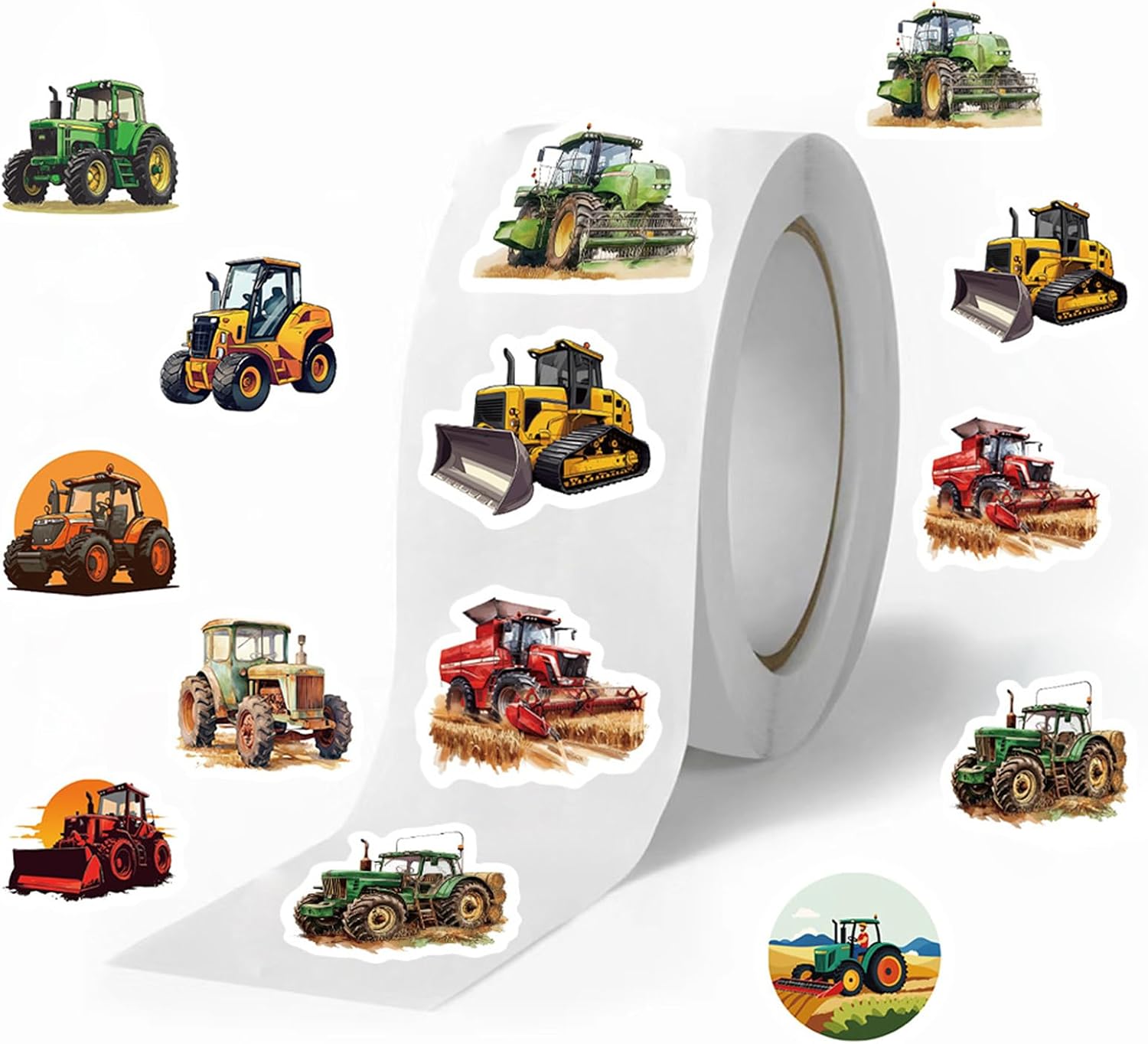 500 Pcs Truck Stickers for Kids,Construction Vehicle Sticker Label,Cartoon Tractor Stickers Roll Self Adhesive Decals for Party Supplies Decorations Water Bottle Laptop Luggage Scrapbook(colourful-M4)