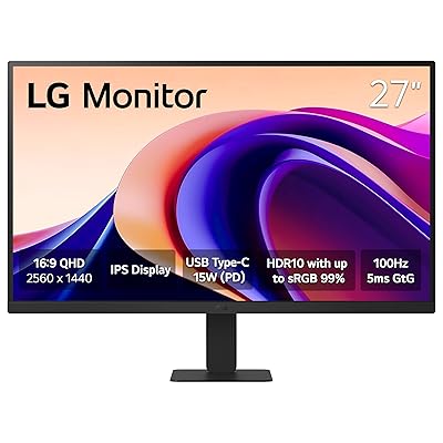 LG 32U631A-B 32-inch QHD (2560 x 1440) IPS Computer Monitor, 100Hz, 5ms, HDR10, Reader Mode, Flicker Safe, HDMI, USB Type-C 15W PD, Black
