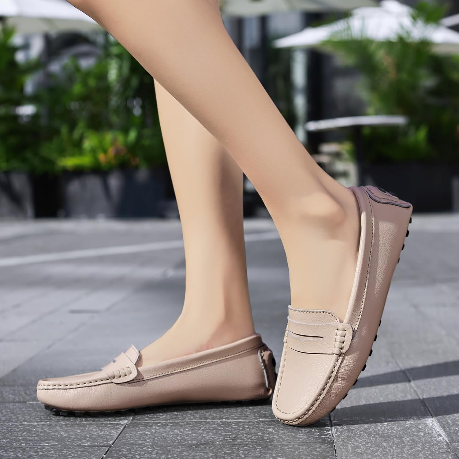 Artisure Women's Classic Comfort Leather Penny Loafers Casual Slip-Ons Lightweight Walking Flats Driving Mocs Boat Shoes