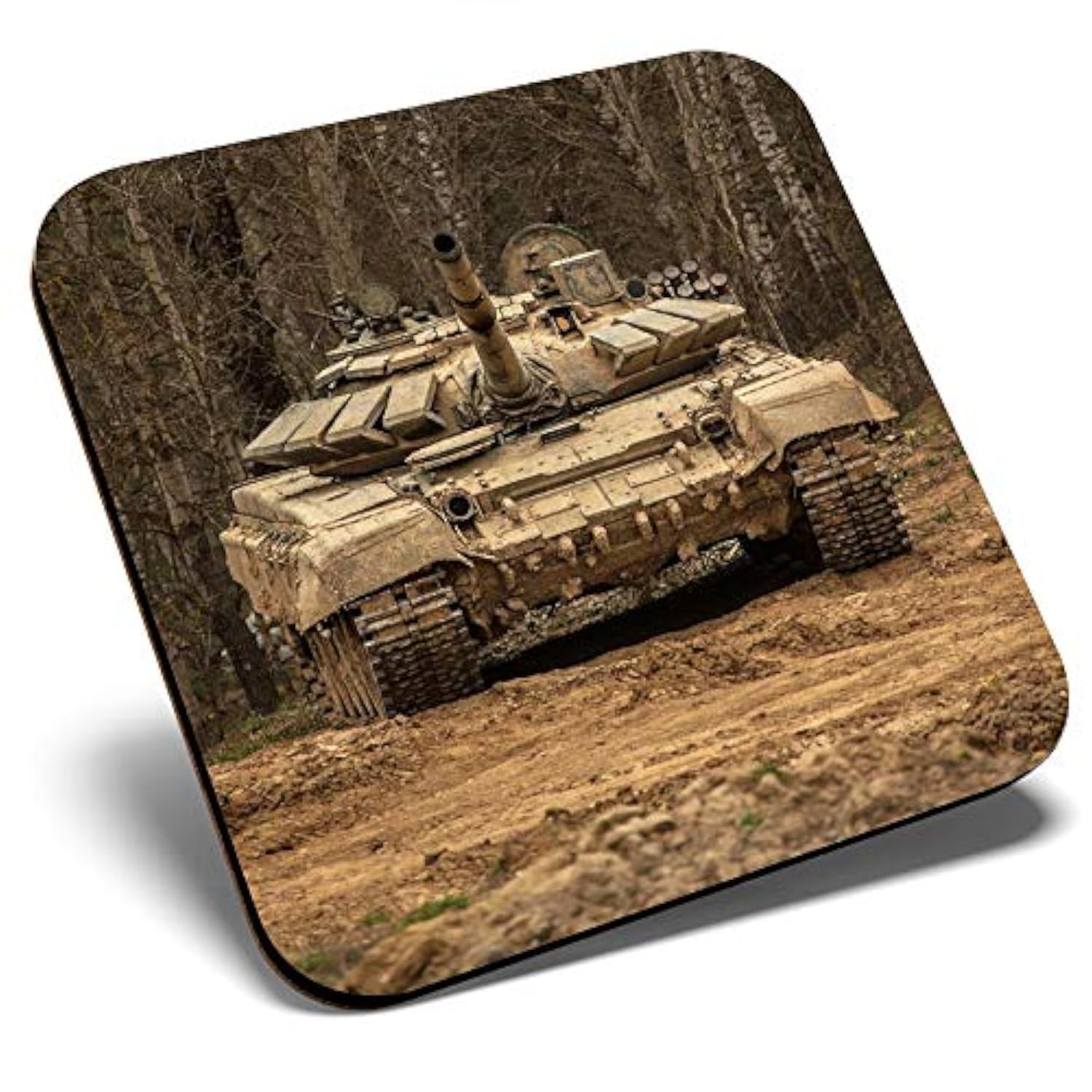 Great Single Coaster Square - Army Tank Vehicle War Battle Forces |Glossy Quality Coasters | Tabletop Protection for Any Table Type #44149