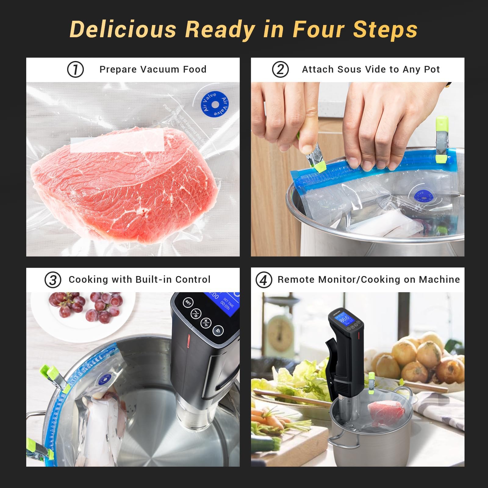 NKBIRD WIFI Sous Vide Cooker ISV-100W, 1000 Watts Fast-Heating W/Free APP | Sous Vide Machine Immersion Circulator w/ 14 Free Preset Recipes , Thermal Immersion w/ Smart Timer, Calibration Function