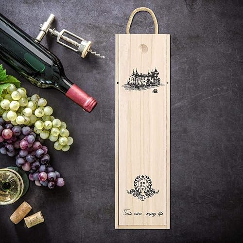 Miniatura 9 de Fdit Caja de botella de vino tinto retro caja de regalo de vino de madera portátil estuche de transporte delicado contenedor de almacenamiento de
