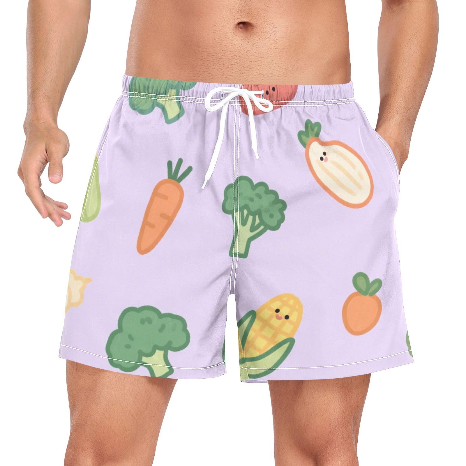 Bañador de secado rápido para hombre con dibujos de verduras moradas 8