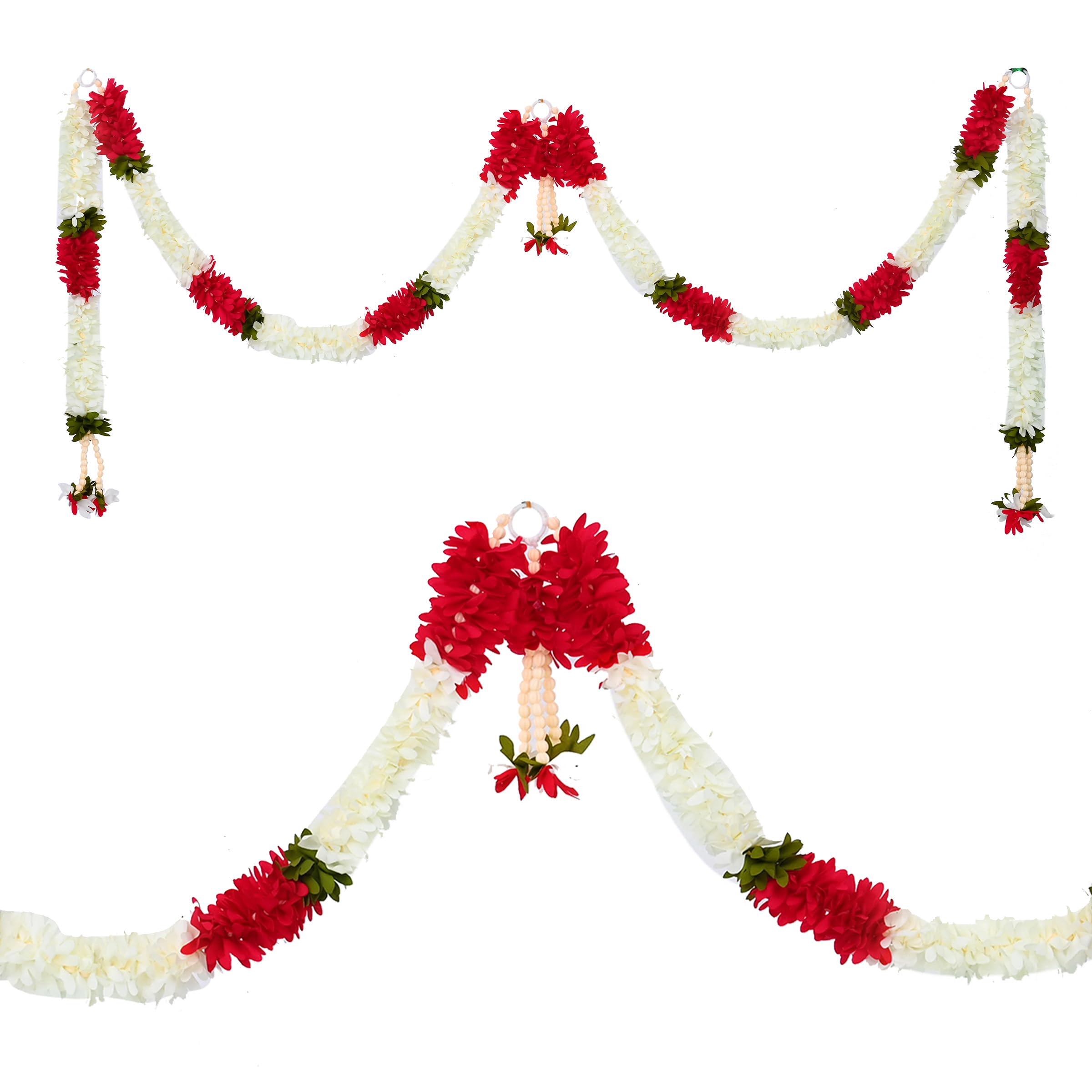 Toran Bandanwaar Artificial Flower Garland for Wall Door Hanging Home Temple Festival Wedding Function Party Decoration Decor and Gifting (White and Pink Toran)