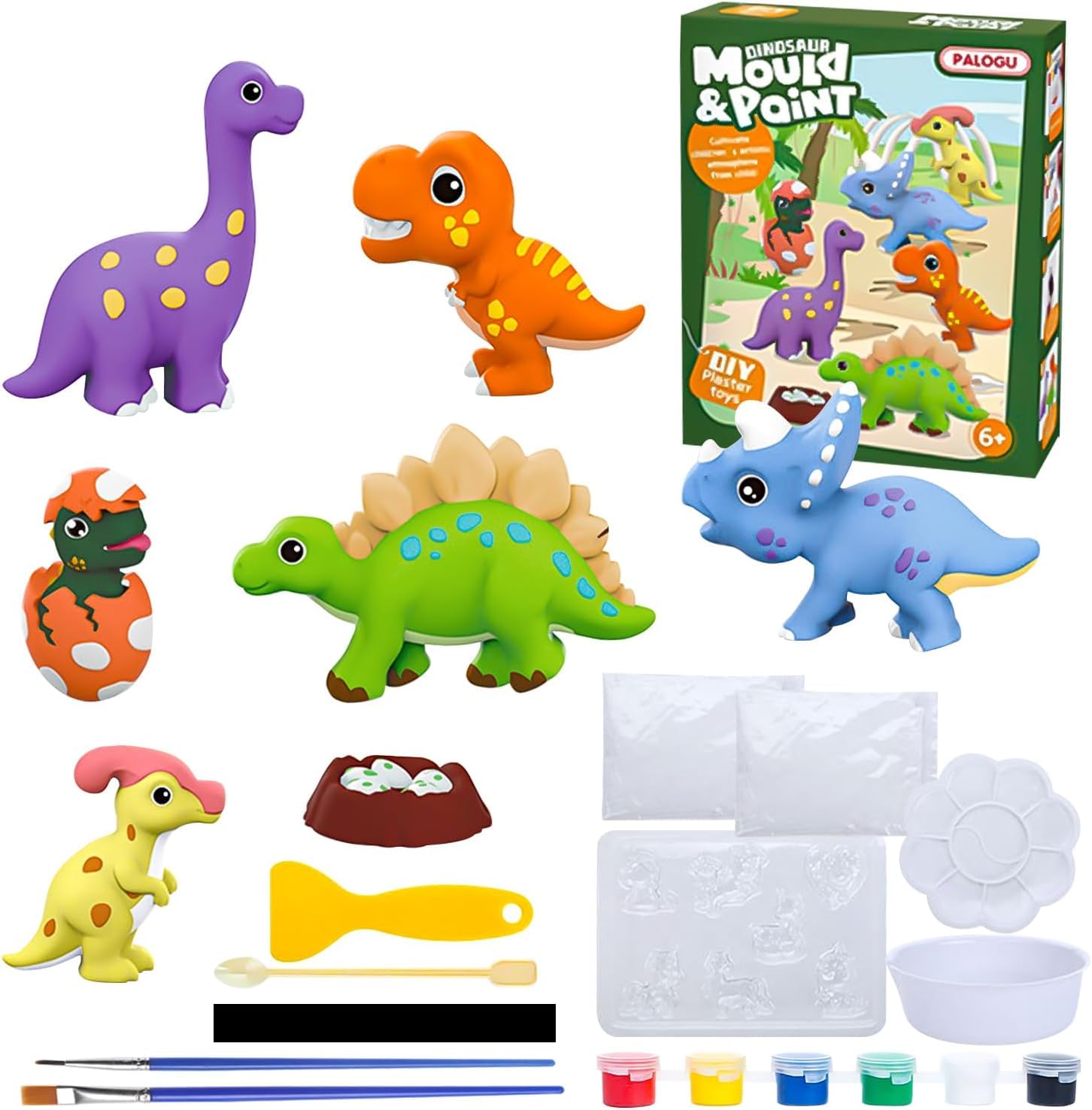 SUPER TOY DIY Mould and Paint Craft kit, Paint Your Own Dinosaur Painting Kit Plaster Figurine Set with Pigments, Palette & Mold Art & Craft Set - Educational Toy for 3-12+ Year Old Boy & Girl