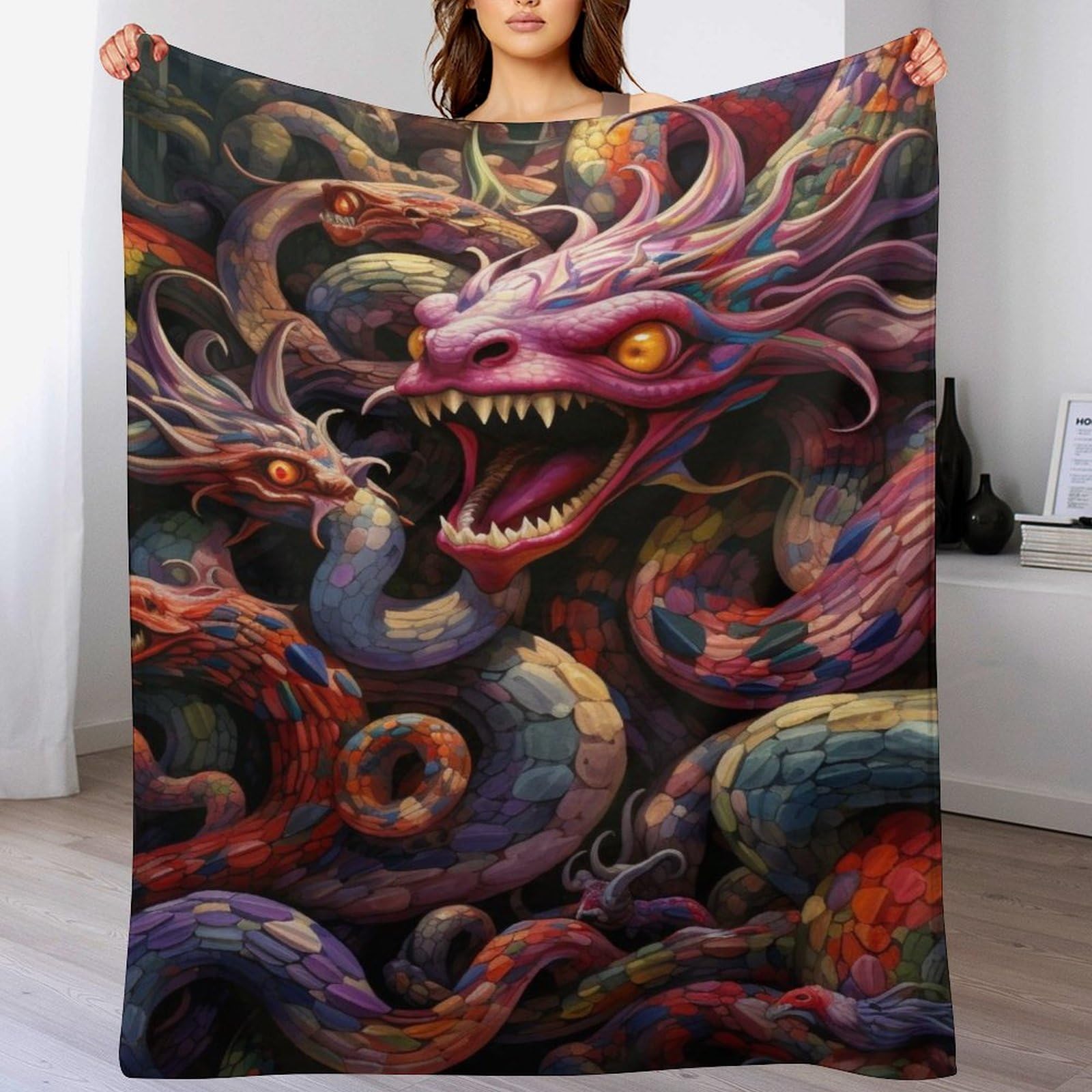 Plaid dragon contre le froid : couverture polaire légère et chaude pour sofa