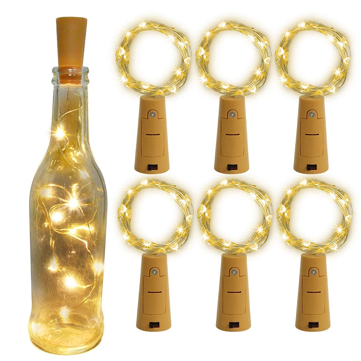 Genteel Battery Powered Wine Bottle Cork Copper Fairy String Lights, 20 LED, 6.5 ft -Pack of 6 (B08FCR6B3C) Amazon Price History, Amazon Price Tracker