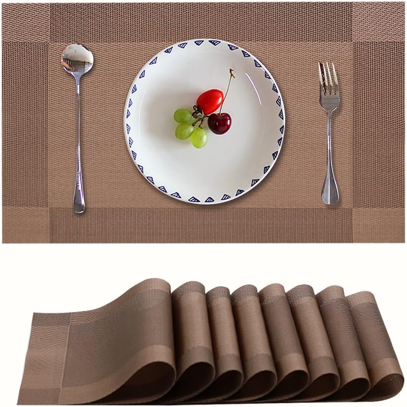 Candumy Brown Table Mats, NonSlip Insulation Washable Heat