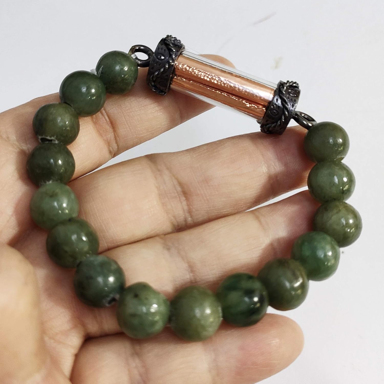 Jade Bracelet for Men & Women with Thai Yantra Scroll | Handmade Green Stone Beads for Wealth & Protection | Attract Prosperity & Good Luck | Thai Amulet Bracelet for Energy & Mindfulness | - Image 6
