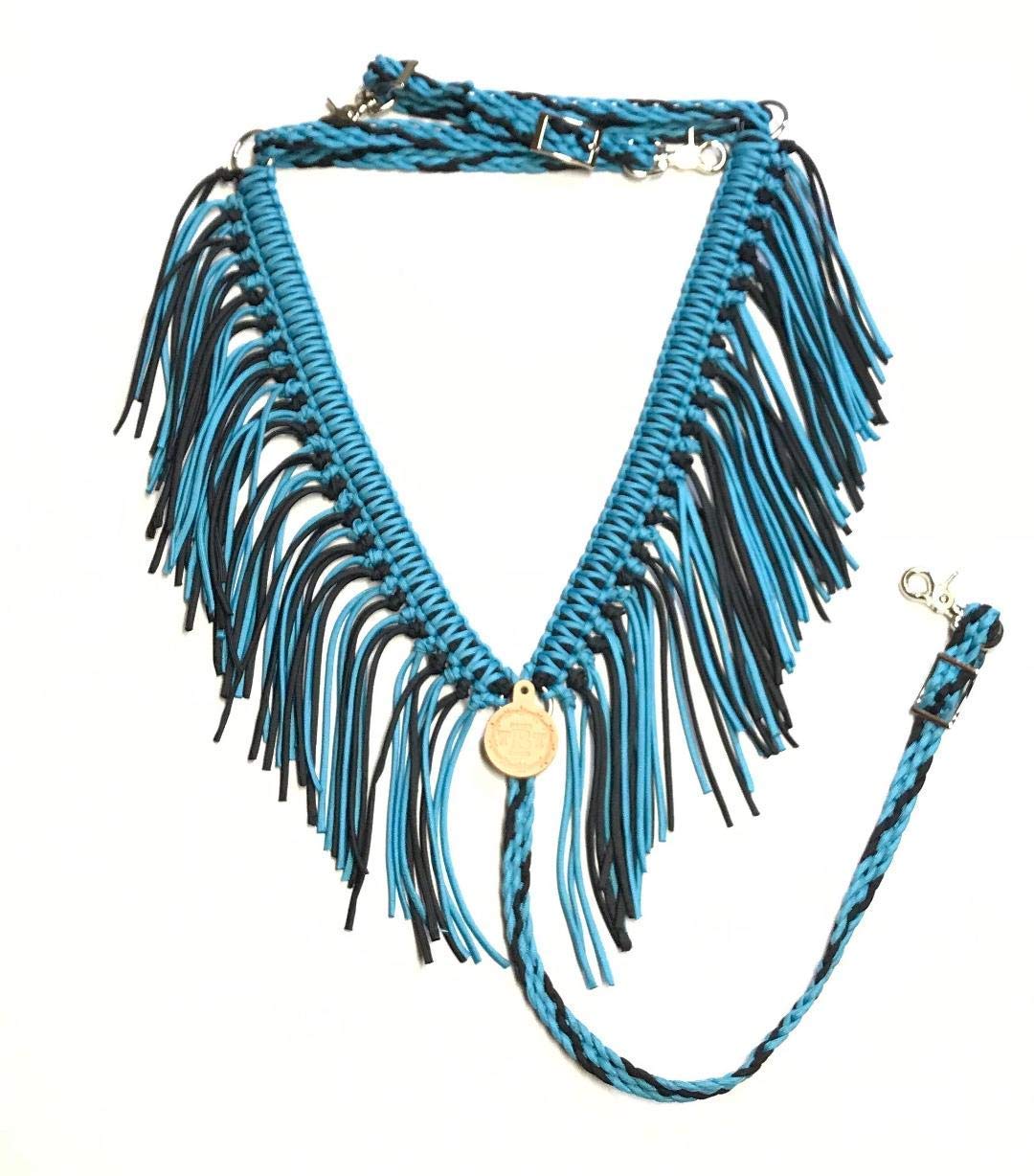 fringe breast collar paracord horse tack Black and