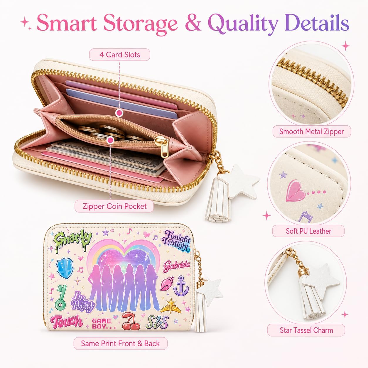 For Katseye Merch Wallet - Y2K Aesthetic Coin Purse, Travel Card Holder, Empowering Fan Gifts