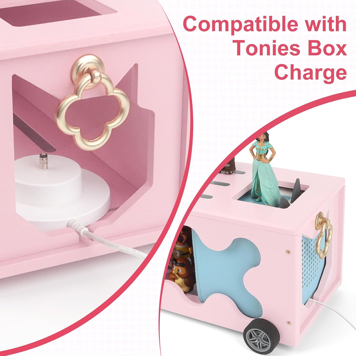 for Tonies Box Organizer Shelf Storage, Treasure Chest Cart for Tonie Shelf Magnetic, Compatible with Tonie box 1/2 Player Tonies Figures Characters for Children, Display Collection 20~30 Characters